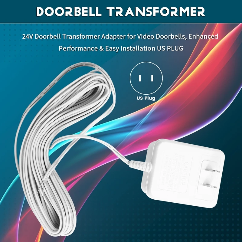 Adaptador transformador de timbre de 24V para timbres de vídeo Rendimiento mejorado y fácil instalación ENCHUFE DE EE. UU.