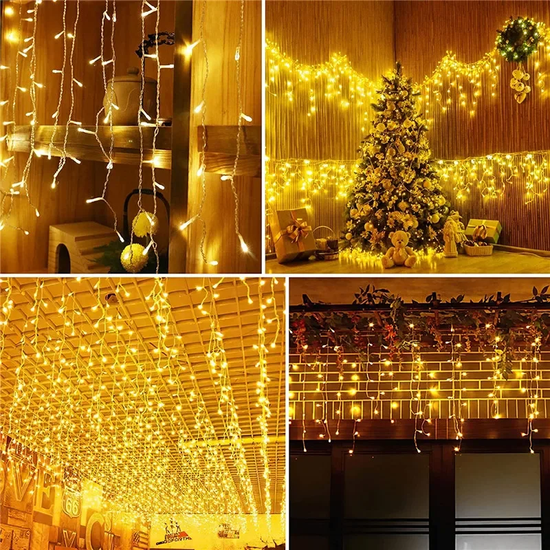 Outdoor Led Curtain Icicle String Lights - Christmas Decor, 5M Length, 0.4-0.6m Droop, Party & Garden Decoration