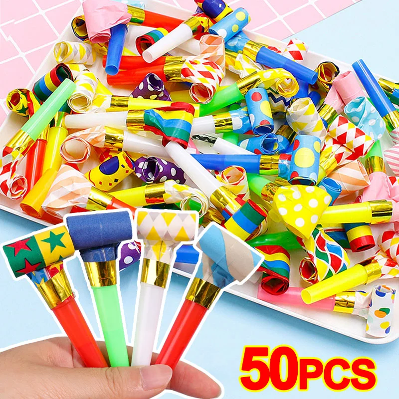 Colorful Stripes Rolling Whistles Wholesale for Kid Birthday Party Noise Maker Kids Favors Decoration Whistle Prop Children Toys