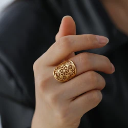 Skyrim Flower of Life Stainless Steel Adjustable Ring Women's Fashion Retro Talisman Ring Mother's Day Gift Jewelry Gift