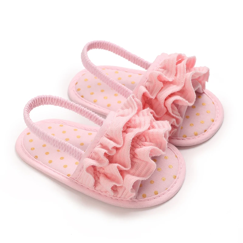 Summer New Baby Shoes Cute Girl Ruffle Edge Princess Sandals Comfortable and Lightweight Baby Walking Shoes