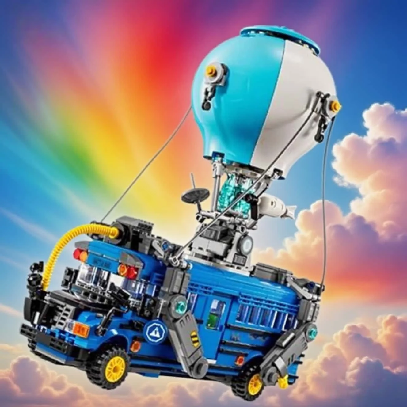 

Home decoration 2026 new funny balloon blue modular assembly model bus holiday gift 954pcs brick adult holiday gift