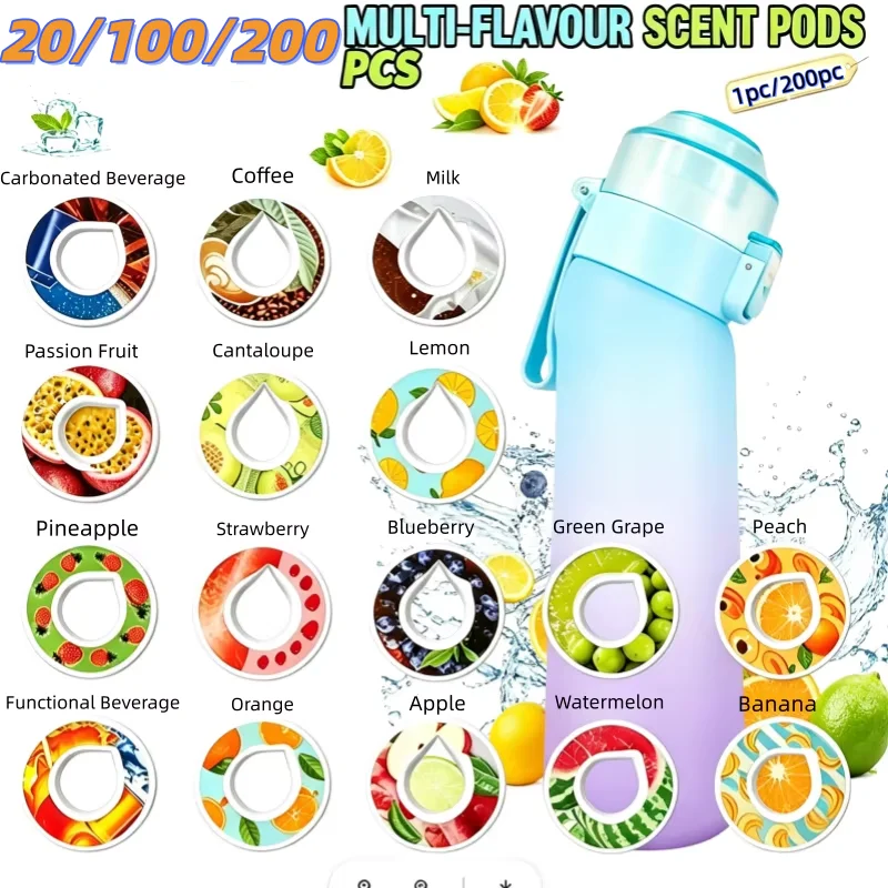 200PC/1PC Sugar Free Air Capsule Healthy Fruit Scent Flavored Ring Design Can Be Used With Capsule Water Bottle