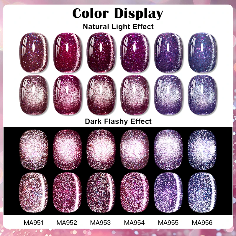 ยาทาเล็บเจลแม่เหล็กสีไวน์แดงแบบสะท้อนแสง กลิตเตอร์วิบวับ กึ่งถาวร ล้างออกได้ด้วยน้ำยาล้างเล็บ ยูวีเจล วานิช อุปกรณ์ทำเล็บ