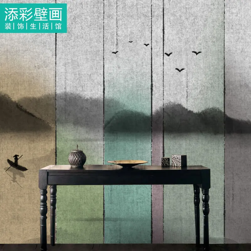 Custom 3D Ink landscape dark new Chinese wallpaper mural horizontal version of Chinese style living room TV backdrop bedroom 8d