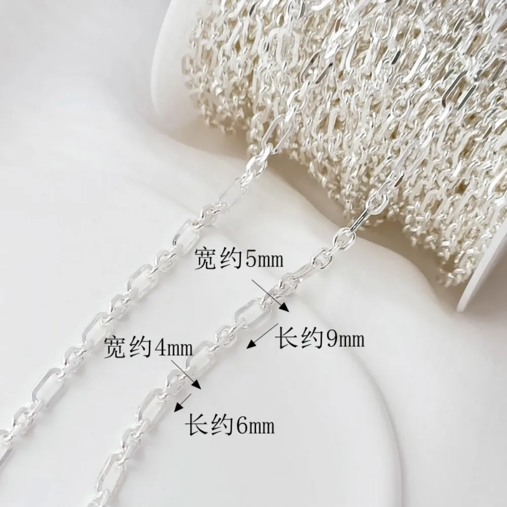 Silver-coated Thick Chain Twisted Long Square Chain, Starry Sky Handmade Chain DIY Bracelet Necklace Semi-finished Product Open