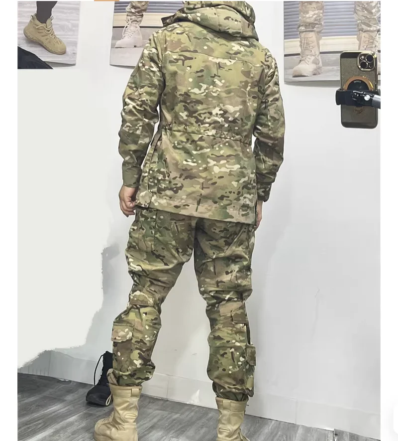 Spring and Autumn Tactical Camouflage Outdoor Men's Down Jacket Hiking Suit Set