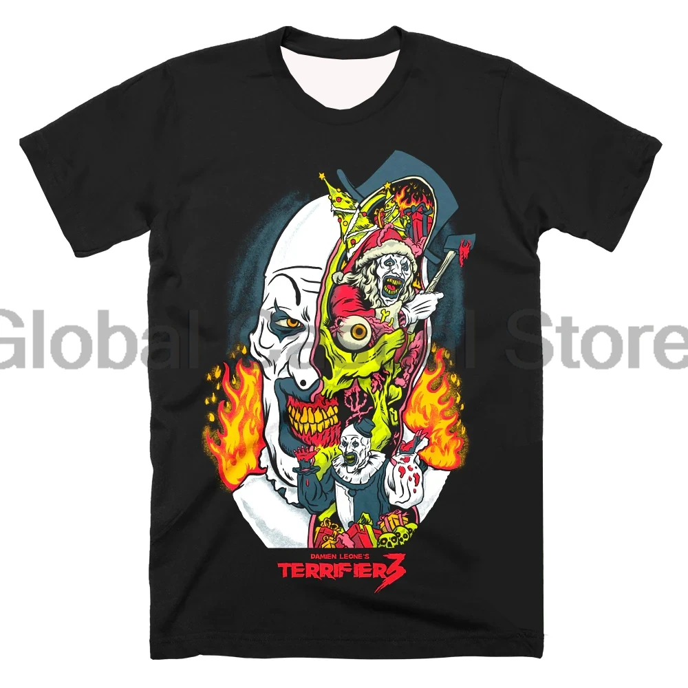 Terrifier 3 Horror Film T-Shirt Halloween Kerst Merch Crewneck Korte Mouw T-Shirt Dames Streetwear Tops