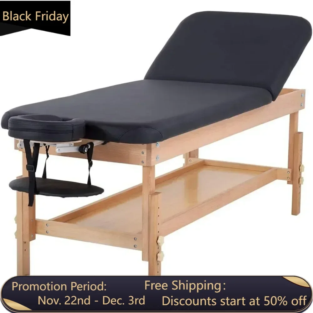 74”L 28“W Height Adjustable Stationary Massage Table 1000 LBS lLoad-Bearing Heavy Duty Spa Bed Facial Cradle Salon Bed