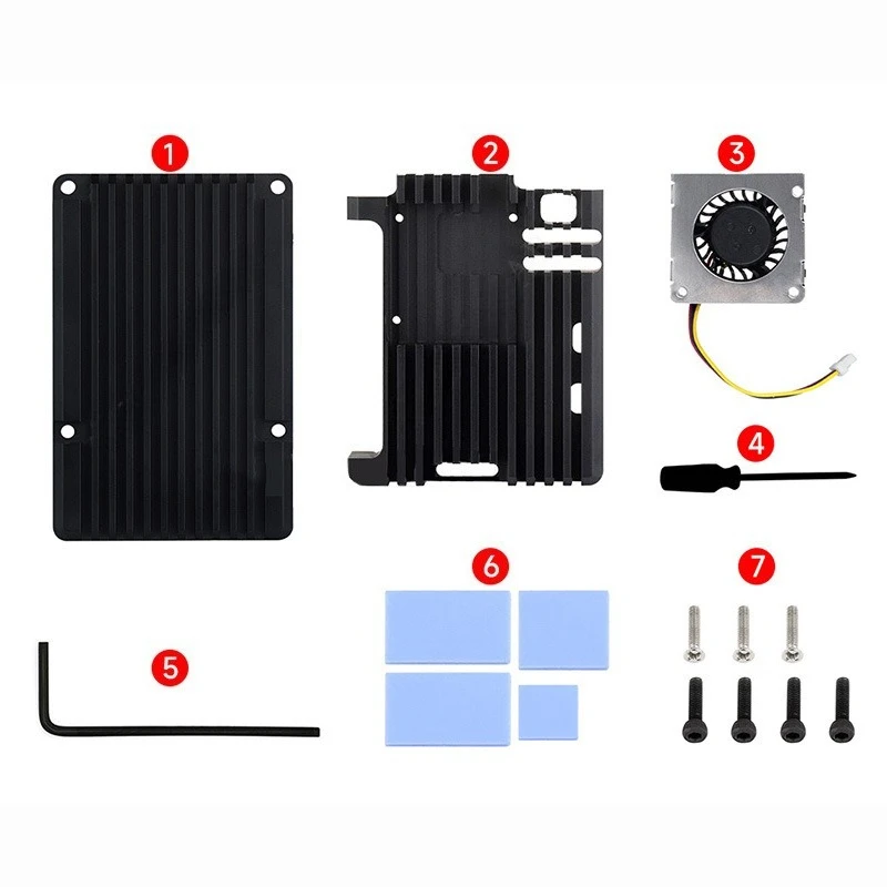 For Aluminum Alloy Case For Raspberry Pi 5 With Radial Blower Single Fan Metal Shell Active Cooling Protective Enclosure