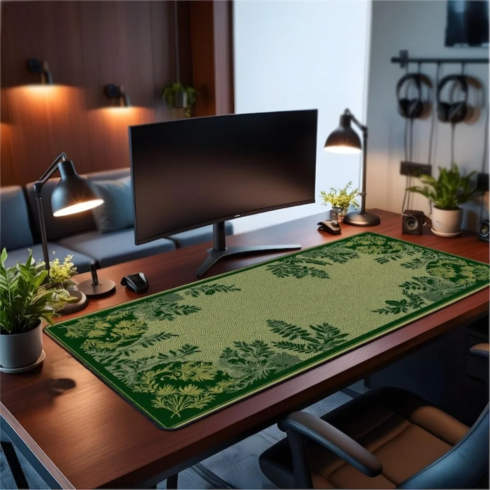 Botanical Desk Mat Dark Green Leaves,alfombrillas gaming mouse pad grande alfombrilla ratón umamusume teclado mecânico