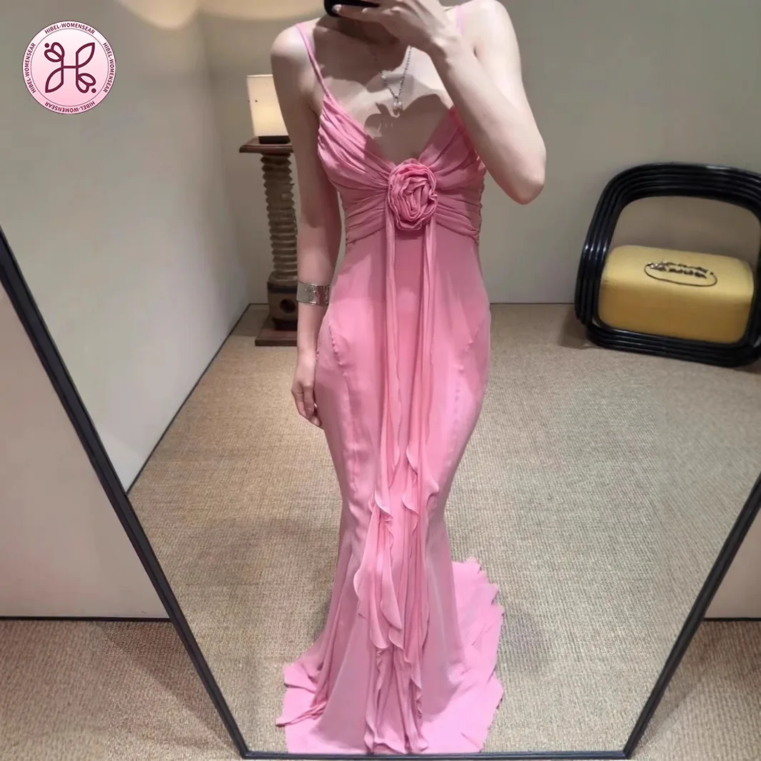 

Blush Pink French Riviera Dress - Backless Satin Maxi (Women's Elegant Waist-Cinching Beach Gown)