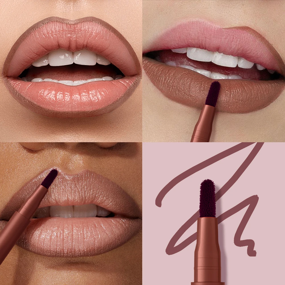 Lakerain Lip Contour Lip Stain Pen Smudge-proof Non-stick Cup Moisturizing Lip Makeup Cosmetic 2-in-1 Lip Stain & Liner