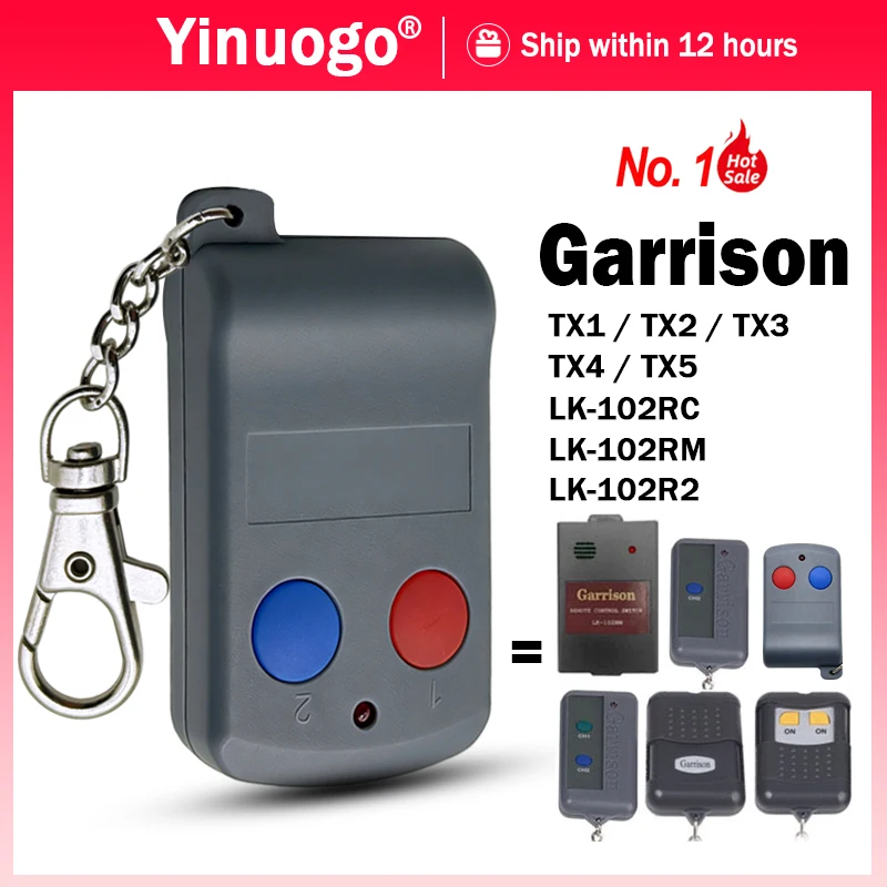 

New Garrison Remote Control 300-400MHz Work With Garrison TX1 TX2 TX3 TX4 TX5 LK-102R2 LK-102RC LK-102RM Garage Door Opener