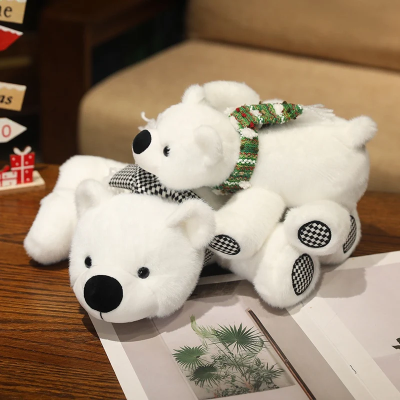 25/35/45cm Lovely White Polar Bear Plush Toys Cute Soft Stuffed Animal Pillow Plush Christmas Bear Dolls Birthday Gift