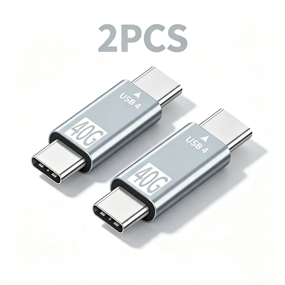NNBILI 2 Stück USB4.0 40 Gbit/s Adapter 90 Grad rechtwinklig USB Typ C Stecker auf Buchse Adapter 100 W schnelles Laden für Laptops MacBook