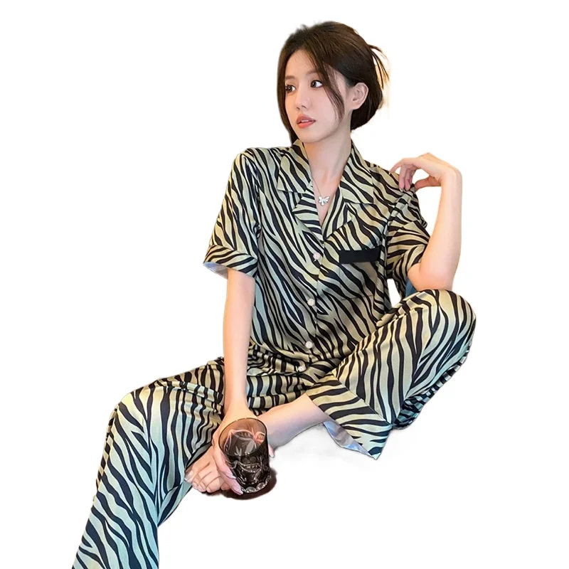 2026 Women's Summer Short-sleeved Suit Light Luxury Underwear High-end Style Love Jacquard Temperament Fashion Ice Silk Pajamas