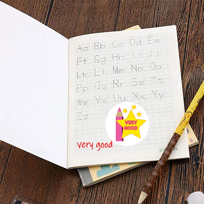 100-500 Buah Stiker Hadiah Pensil Lucu untuk Anak-anak Kawaii Stiker Anak-anak Motivasi dengan Pola Bintang Persediaan Guru Kelas