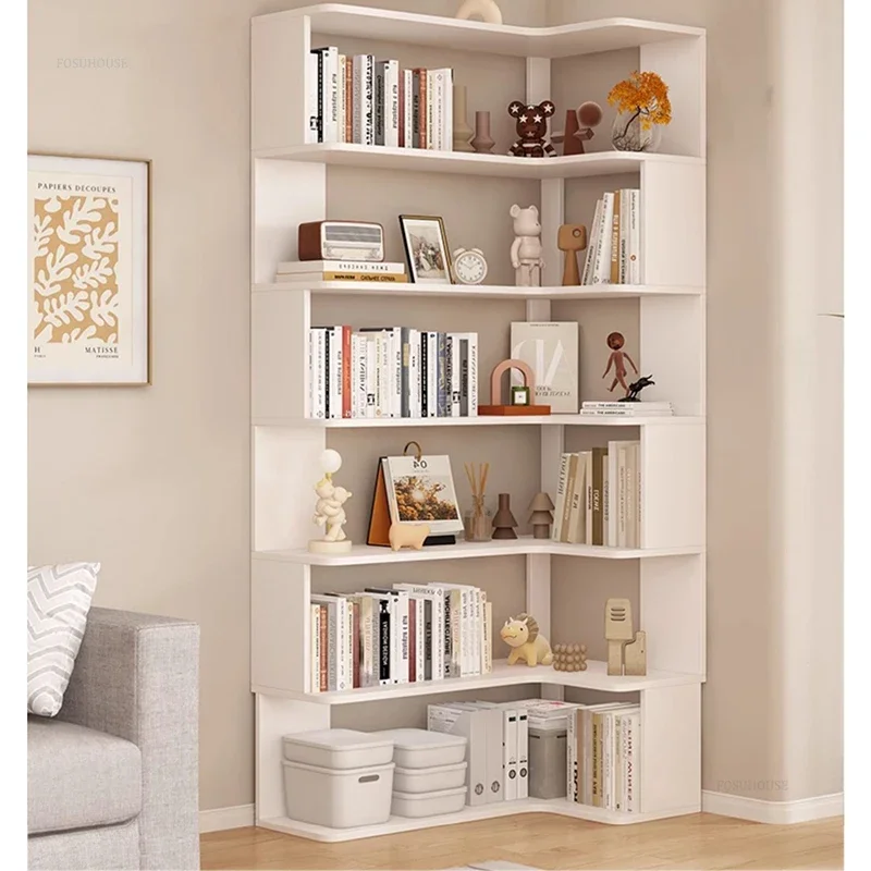 Modern Multi-layer Bookcases Study Solid Wood Corner Storage Bookcase Light Simple Household Bookshelf For Library