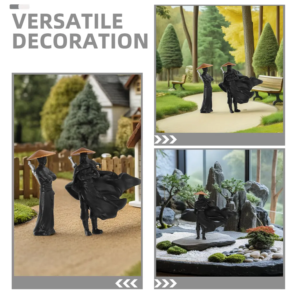 6Pcs Ancient Chinese Warrior Micro Landscape Decoration Detailed Plastic Bonsai Fish Tank Garden Desktop Statue