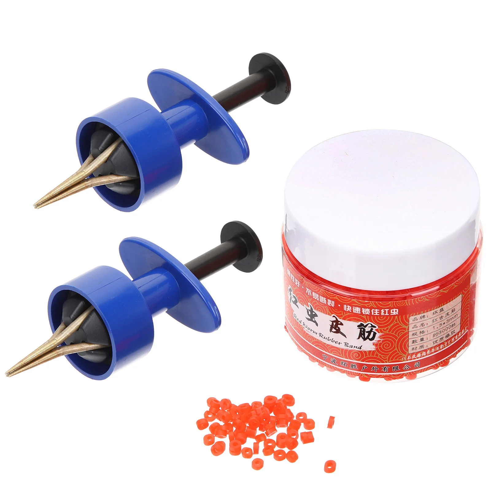 

Red Worm Rubber Band Set Fishing Bait Weighted Hooks Clip Needle Abs Weedless Bucket