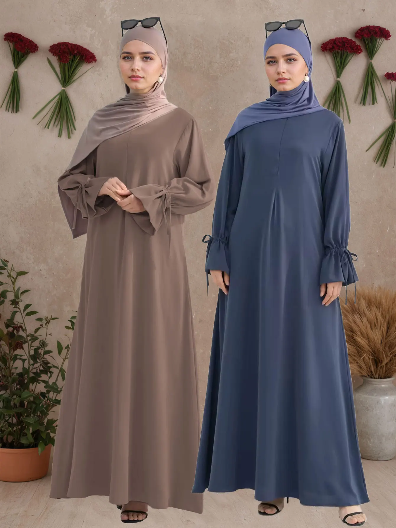 

Exude Grace Navy Blue Abaya with Versatile Cuffed Drawstrings Designed for Modern Muslim Women in Middle East Perfect for Daily