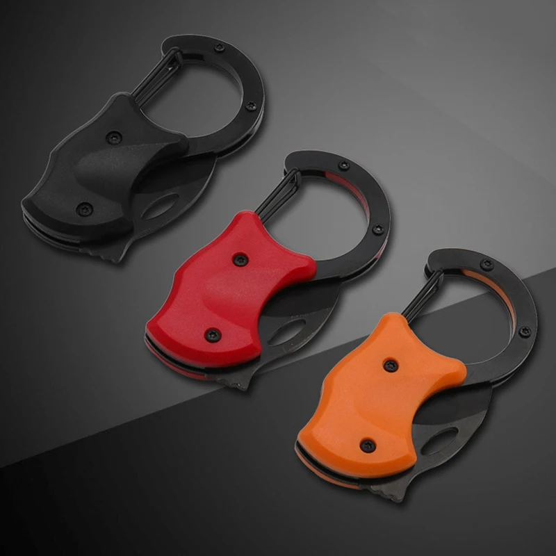 1Pc Sleutelhanger Bergbeklimmen Gesp Scherpe Mini Vouwmes Opknoping Gesp Multifunctionele Outdoor