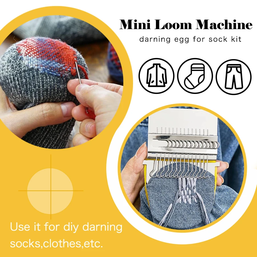 XUQIAN 21 Hooks Loom Speedweve Type Weave Tool Wooden Weaving Loom Kit Convenient Darning Loom Mending Loom Knitting Loom