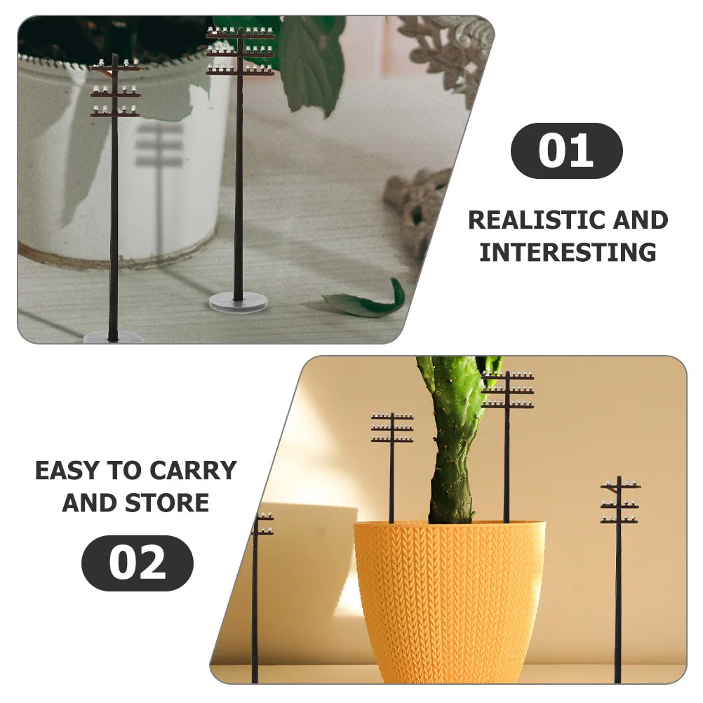 6Pcs Miniature Telegraph Poles Premium ABS Sand Table Decor for Micro Landscape DIY Scene Building Accessories view 5