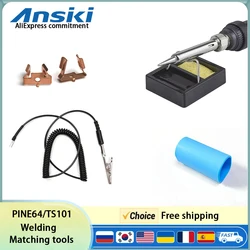 Pine64 TS101 Soldering Iron Anti Static Grounding Wire Clamp Replaceable Silicone Case Welding head cleaning matching tools