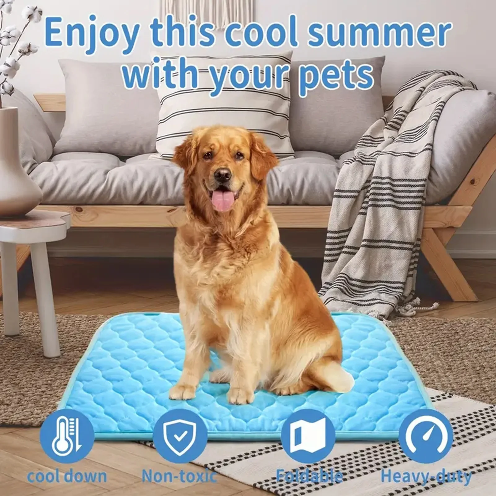 

Pet Ice Silk Sleeping Mat Easy to Clean Pad with Fresh Appearance Suitable for Family Friend Dog Keeper Gift