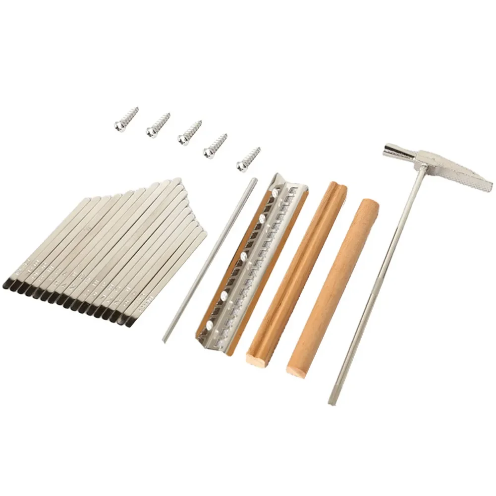 Thumb Piano Replacement Parts Set Kit For 17 Keys Kalimba With Keys Bridge Tuning Hammer Kit Thumb Finger Piano DIY Accessories