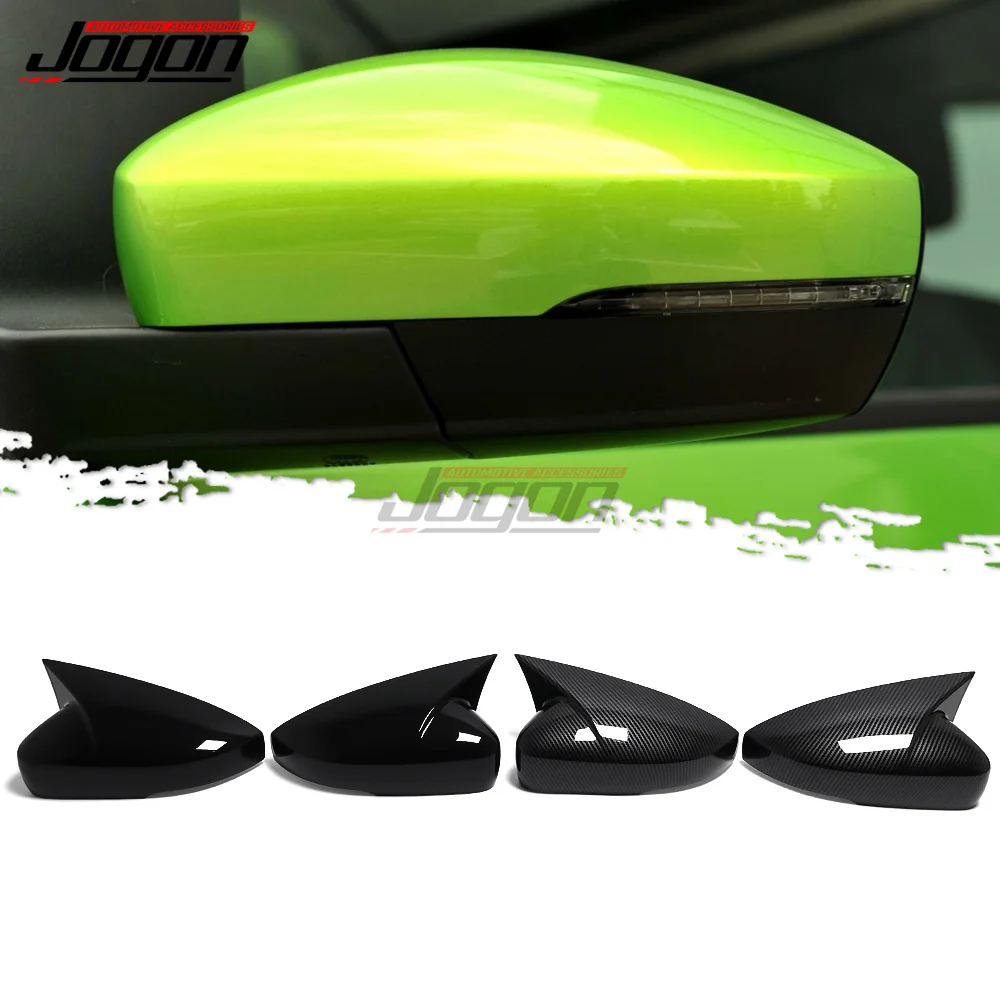 Carbon Fiber Look Side Wing Rearview Mirror Cover OX Horn Mirror Case Caps For Volkswagen VW Polo Mk6 AW GTI 2007-2021 Exterior