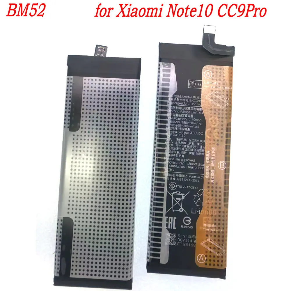 New 3.80V BM52 High Capacity Replacement Battery for Xiaomi Mi Note10 Note10Lite  Note10Pro CC9Pro Mobile Phone 1ICP7/41/120