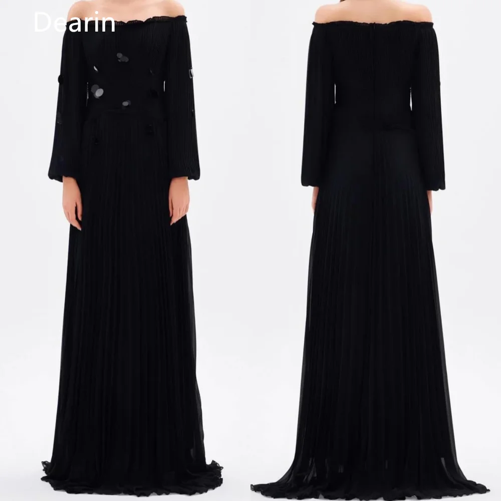 

Formal Gown Evening Prom Dress Dearin Off-the-shoulder Column Floor Length Skirts Draped Bespoke Occasion Dresses Saudi Arabia