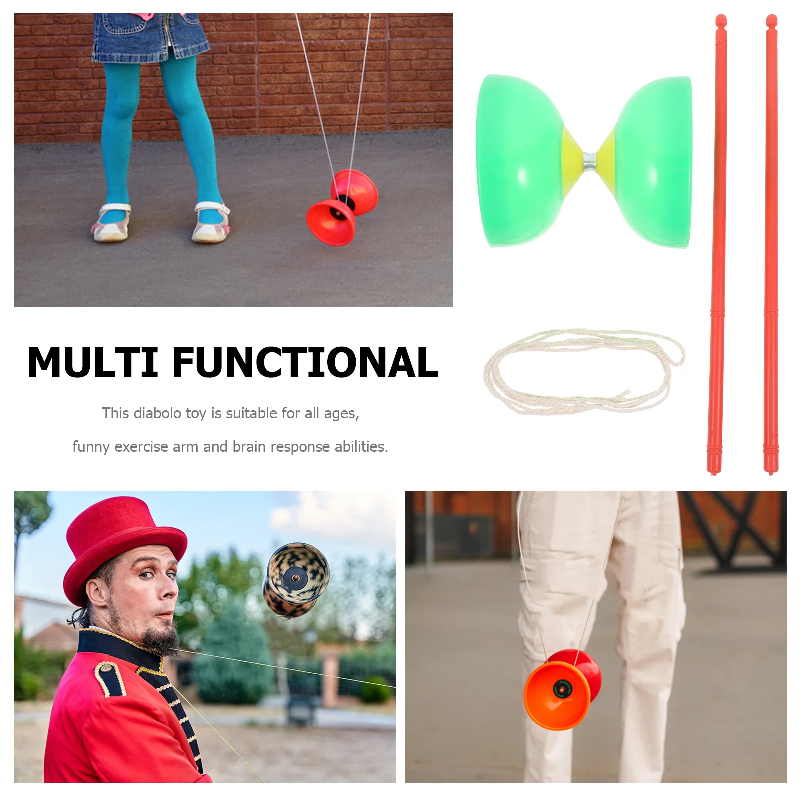Equipo de Fitness Diabolo, triple rodamiento, juguete para niños, acrobacias, malabares, utilería, palos chinos, juego de tres rodamientos para