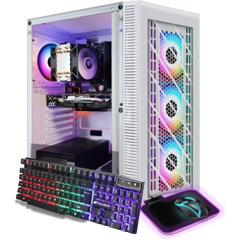 Gaming PC Computer Desktop,  10th Gen G5905 3.5GHz, Radeon RX 470 8G, 16GB DDR4, 512GB SSD, WiFi, BT 5.0, RGB Fan