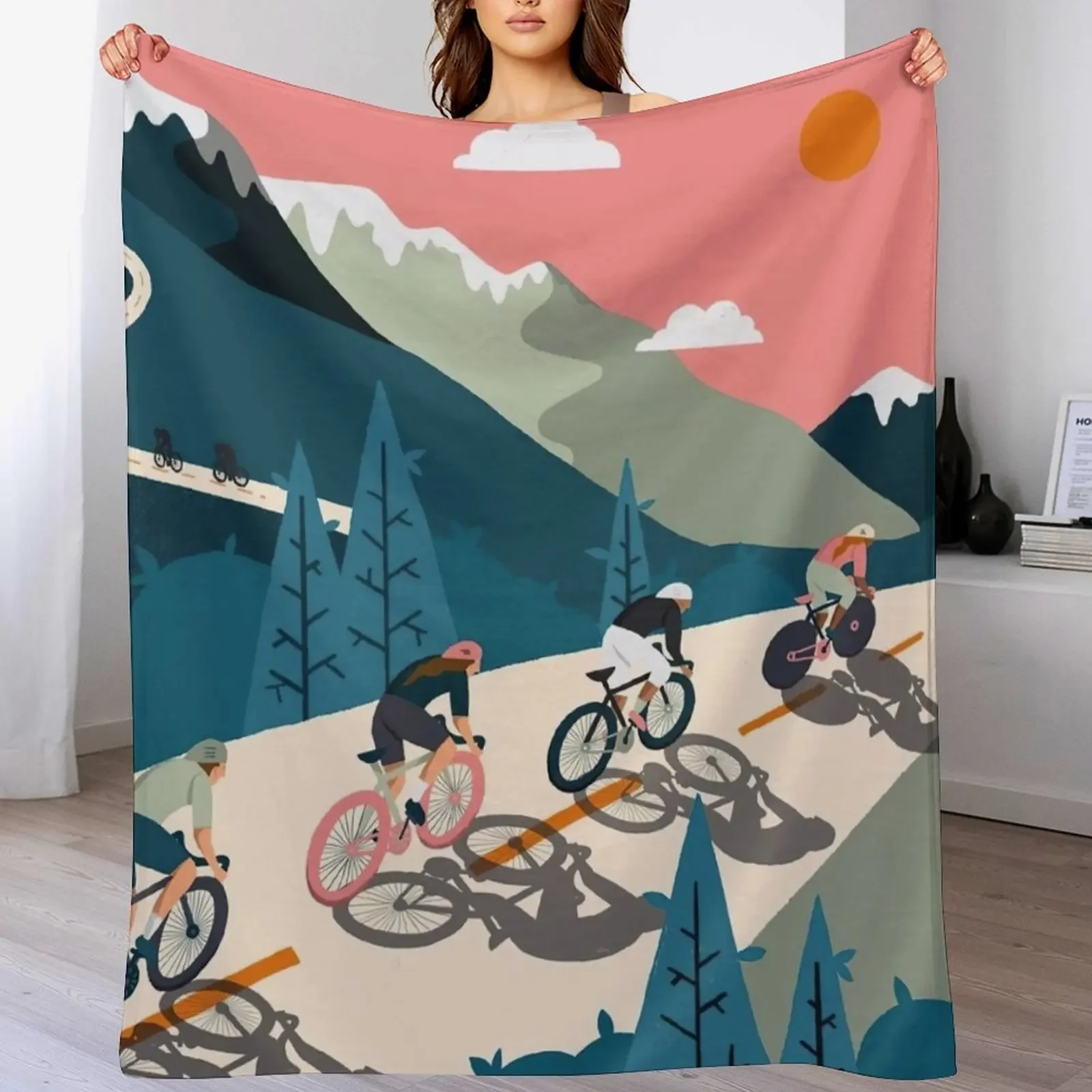 

Cycling Race Vintage Art Throw Blanket Soft Bedroom Blanket for Night Sleeping