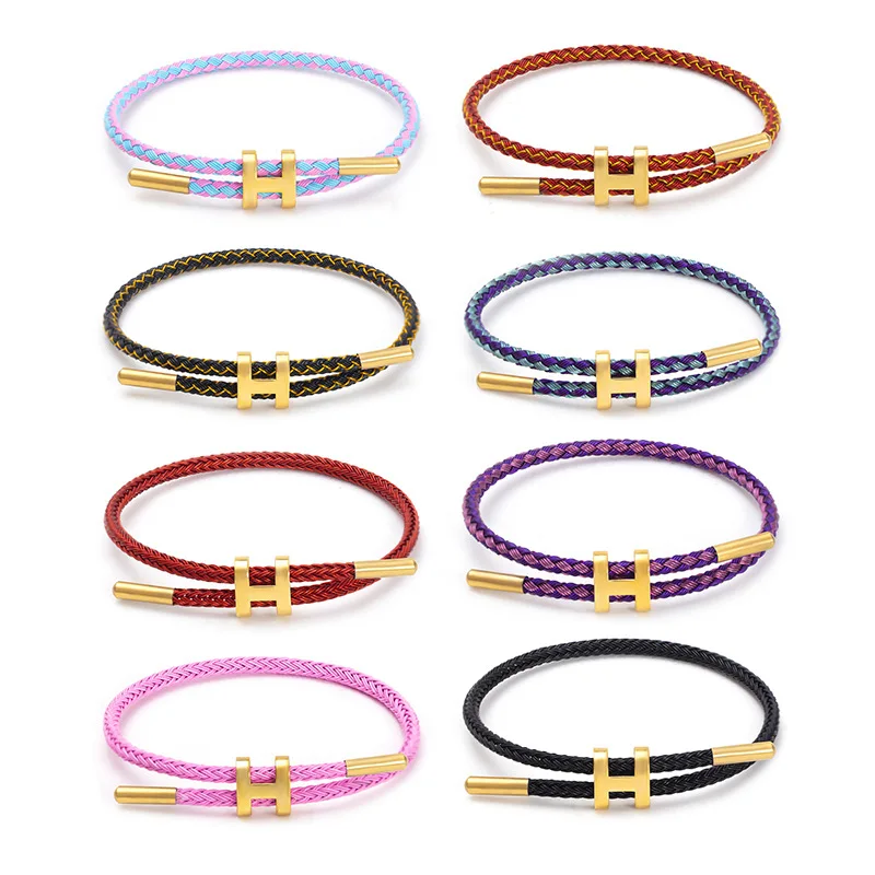 Adjustable H-Shaped Buckle Rope Bracelet Luxury High Quality Stainless Steel Wire Waterproof Rope Bracelet for Men Women Jewelry