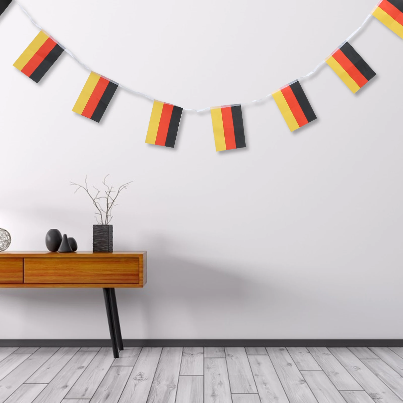

1Pcs Extra-Long German String Flag Decoration Bright Printed Polyester Pull Flag for Sports Meeting Outdoor Indoor Garden Party