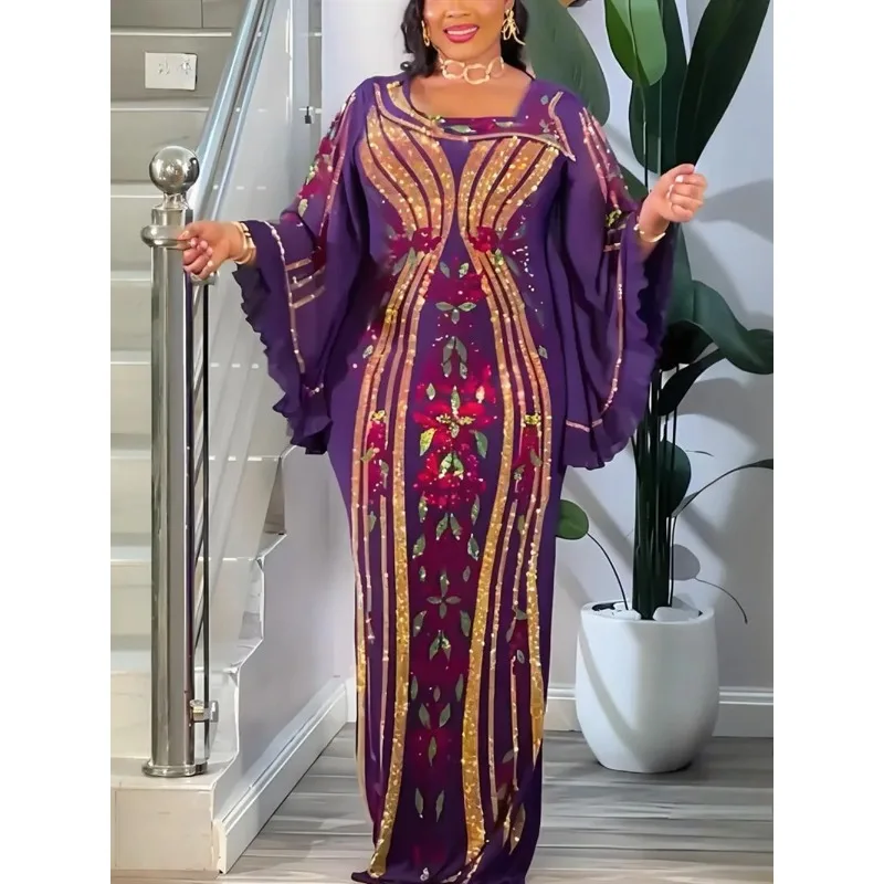 

2026 1PCS Set Dashiki African Clothes for Women Diamond Evening Gown Plus Size Turkey Wedding Party Long Dresses without Coat