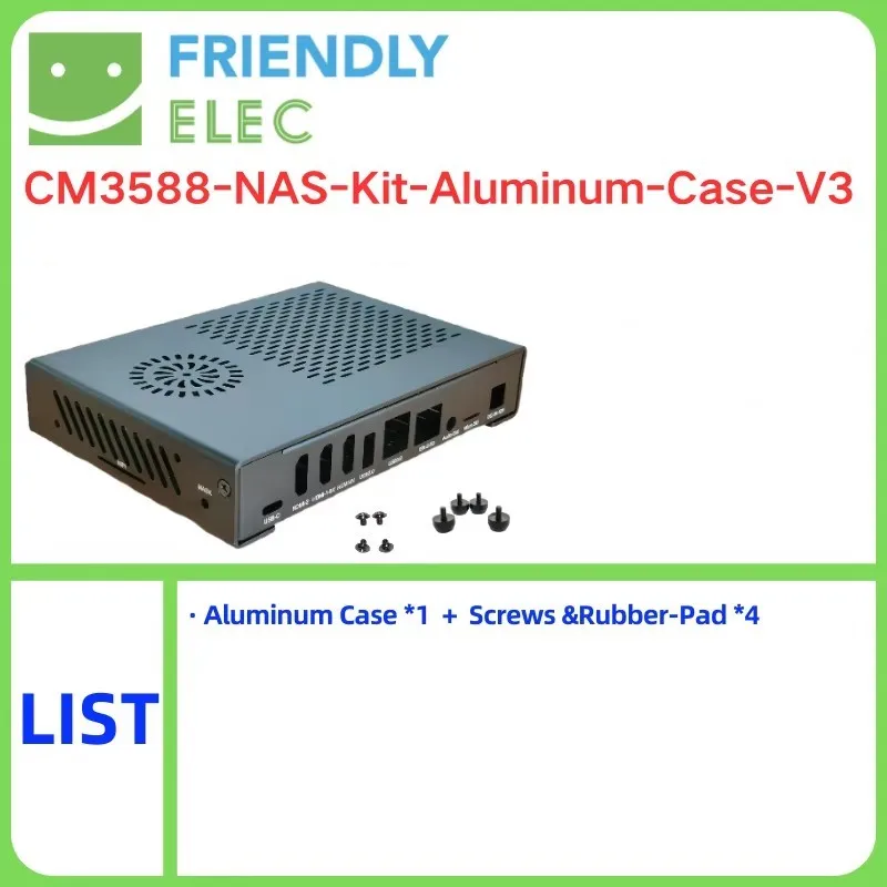 FriendlyELEC CM3588 NAS Kit Metal  Aluminum Case V3  Power RK3588 Coolling Fan RTC Battery  Heatsink  Screw Debug Package