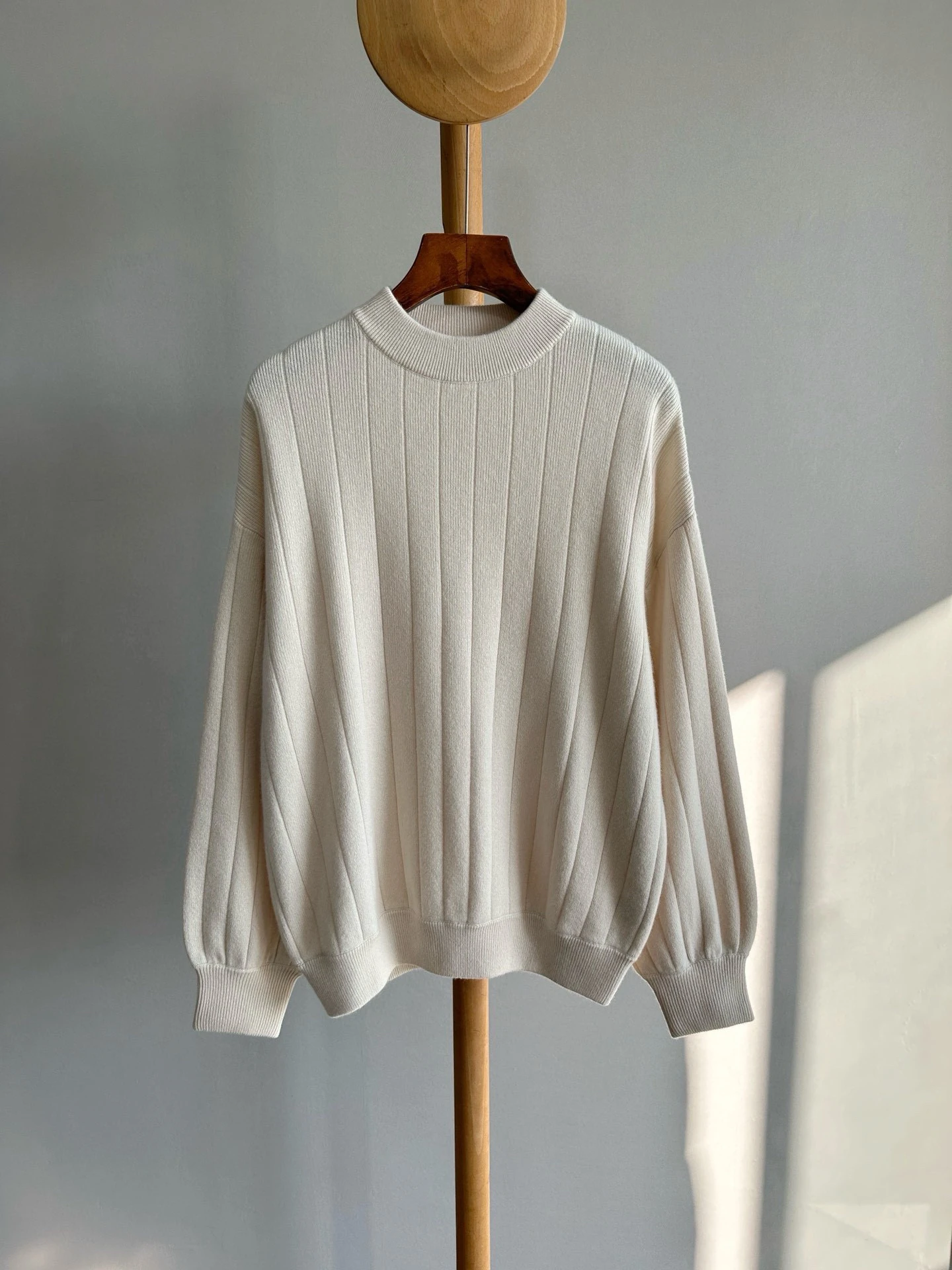 Setelan Kasmir Wanita Sweter Rajutan Lengan Panjang Leher-o Celana Kaki Lebar Ramping Pinggang Tinggi Set 2 Potong