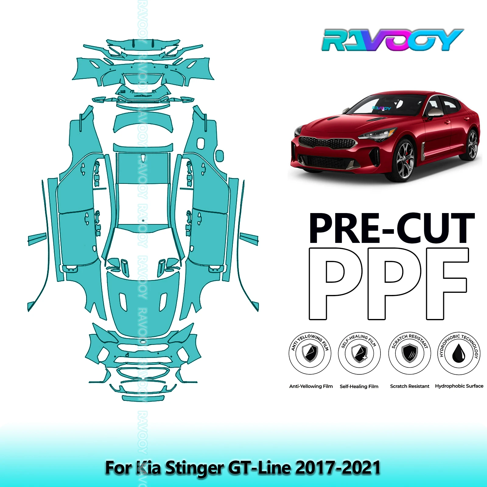 

8.5Mil Full Vehicle Precut PPF Paint Protection Film For Kia Stinger GT-Line 2017-2021
