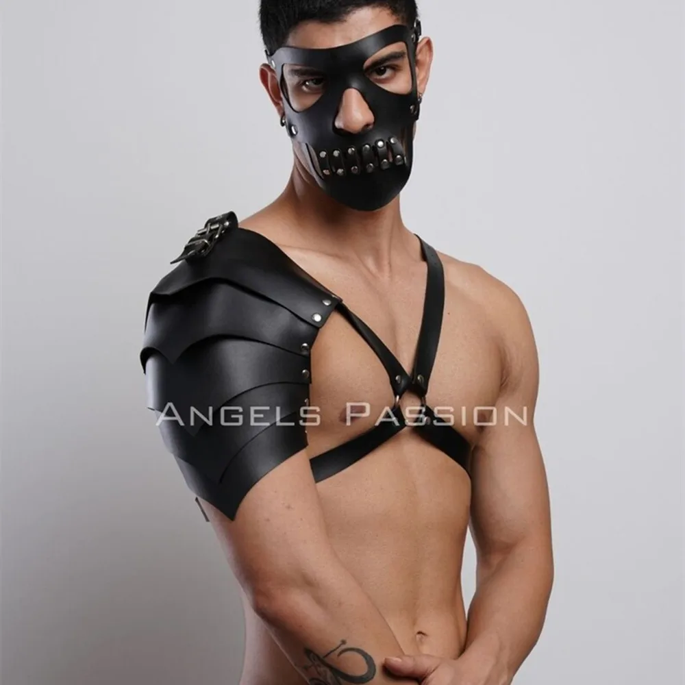 

Gay Rave Harness Men BDSM Sexual Shoulder Harness Strap Fetish Body Cage Chest Leather Belt Strap Erotic Lingerie For Sex Toys