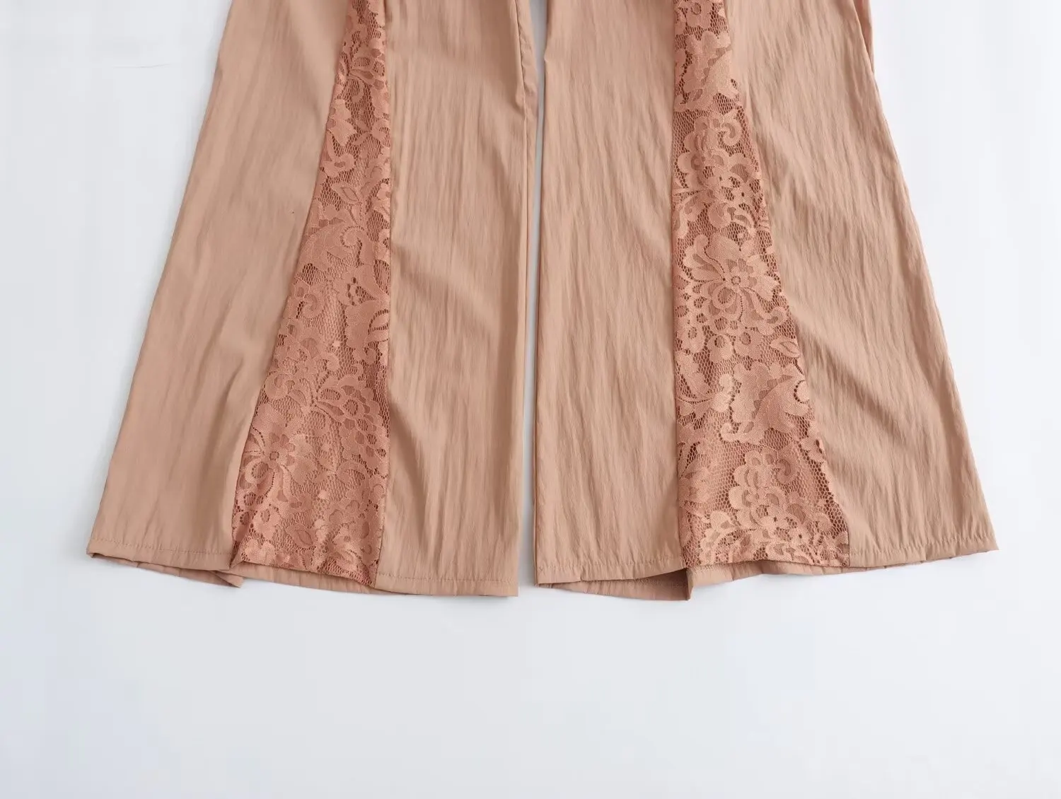 

ZBZA Spring New Women's Faion Casual Lace Pants Street Sle Polyester Fiber Splicing Design Sensation Match All Feeling