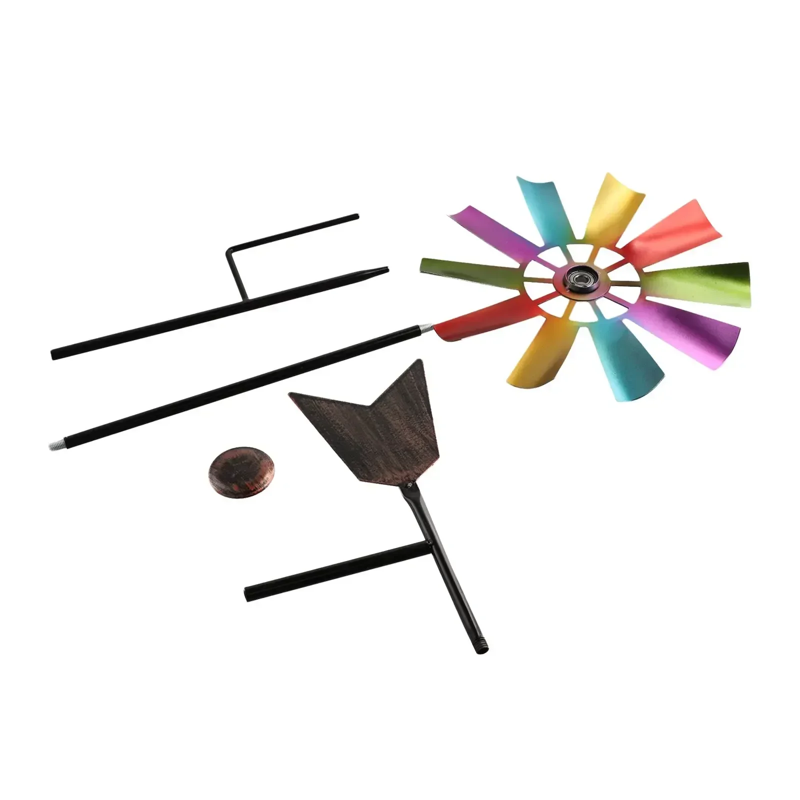 Hot Sale High Quality Windmill Wind Spinner Metal Multicolor Ornament Outdoor Parts Patio Stake Wind Sculpture