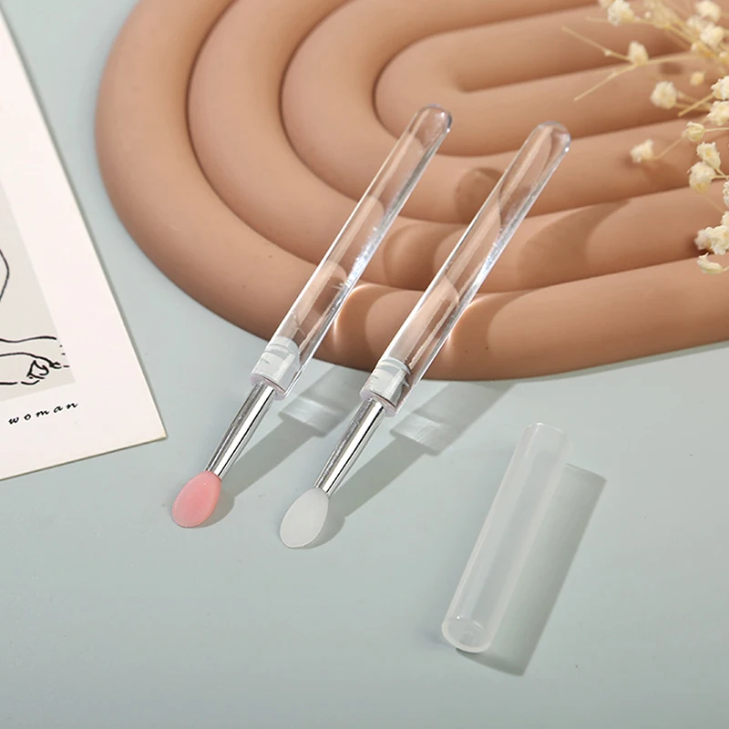 Silikonowy pędzelek do ust z osłonką, kryształowa rączka, pędzelek do korektora, miękkie końcówki do makijażu ust, pędzle do szminki, nie rozbija się.