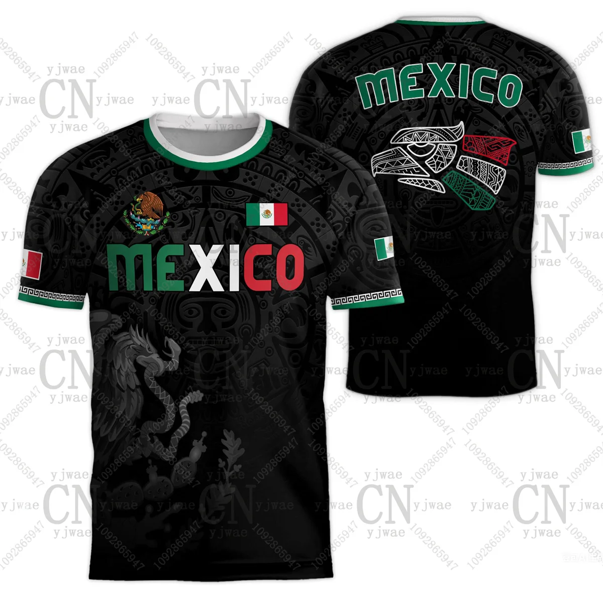 

2026 Mexico Soccer Jerseys Flag Print Sportswear Short Sleeved Outdoor Quick Drying Training Tee Summer Children'S Adult T-Shirt