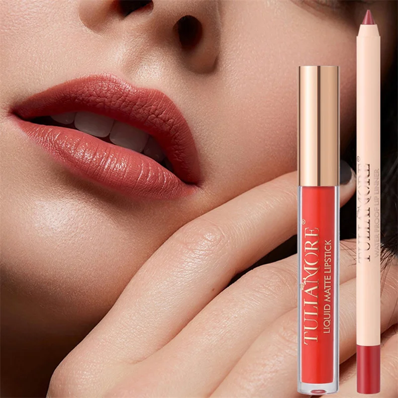 Lip Gloss Silky Color Lip Line 30g Lip Makeup Lip Liner Full Color Non Stick Cup Matte Make Up Lipstick Pen Small And Portable